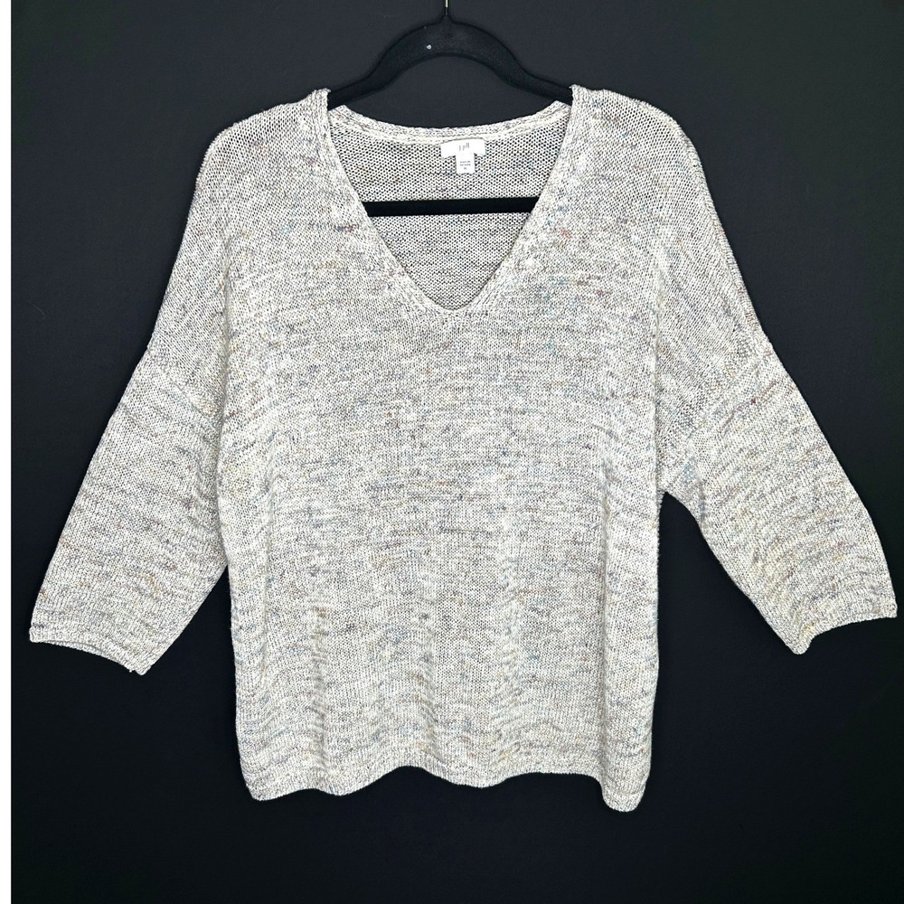 J. Jill Womens Multicolor Knit Marled Sweater Sz XL Linen Cotton Everyday Casual